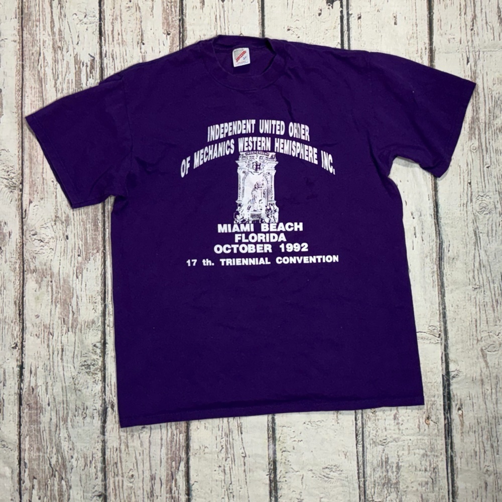 Vintage 1992 Mechanics Convention Florida Jerzees Purple Crewneck Tshirt